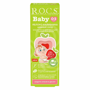 Рокс беби зубная паста 45г нежный уход яблоко-клубника 0-3 лет