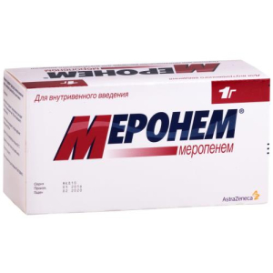 Меронем порошок для приготовления раствора для внутривенного введения 1000мг №10 
