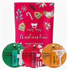 Холли полли набор новогодних бальзамов для губ рождество