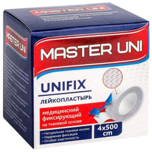 Мастер юни юнификс лейкопластырь медицинский фиксирующий 4х500см ткан.