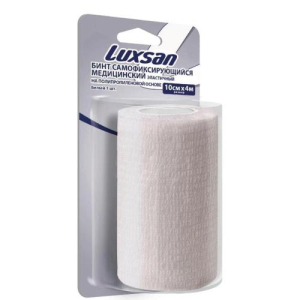 Люксан бинт эластичный самофиксирующийся 10смх4м полипропиленовая основа белый