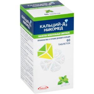 Кальций-д3 никомед таблетки жевательные 500мг + 200ме №60 мята