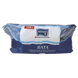 Матопат вата хирургическая 250г н/стерил. Матопат вата хирургическая 250г н/стерил.