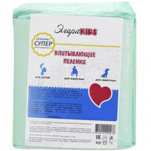 Эларакидс пеленки впитывающие №5 супер 60х60см