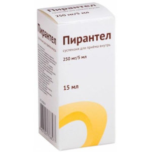 Пирантел суспензия для приема внутрь 250мг/5мл 15мл в комплекте с мерным стаканчиком или мерной ложкой
