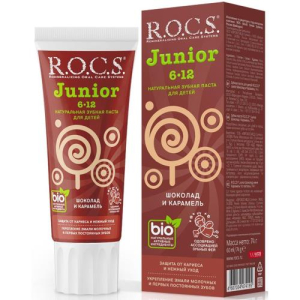 Рокс джуниор зубная паста 74г шоколад + карамель 6-12лет