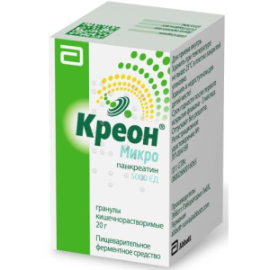 Креон микро гранулы кишечнорастворимые 5000ед 20г в комплекте с ложкой мерной