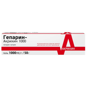 Гепарин-акрихин 1000 гель для наружного применения 1тыс.ме/г 50г