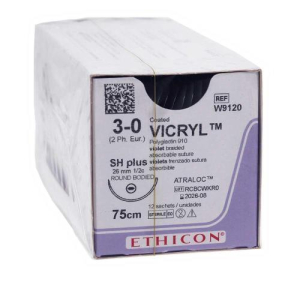 Викрил шовный материал №12 (w9120) 3/0 75см игла 26мм кол. 1/2 фиолет