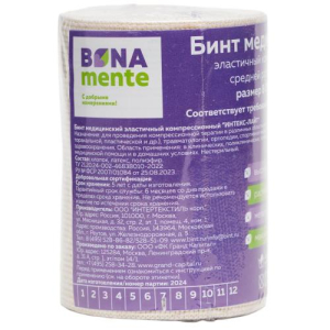 Бинт Бона менте лайт эластичный компрессионный ср 3мх8см с застежками  [бона менте]