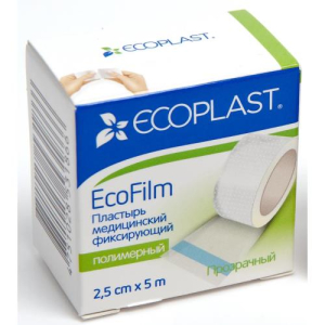 Экопласт экофилм плюс пластырь медицинский фиксирующий 2,5х500см полимер.