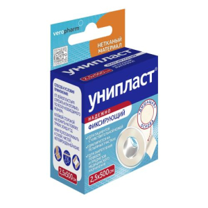 Унипласт лейкопластырь фиксирующий 2,5х500см неткан
