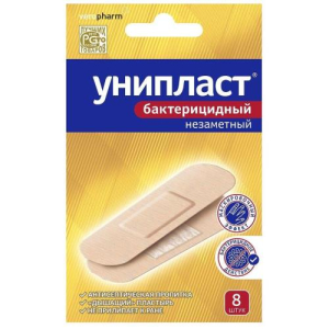Унипласт лейкопластырь бактерицидный №8 1,9х7,2см незаметн