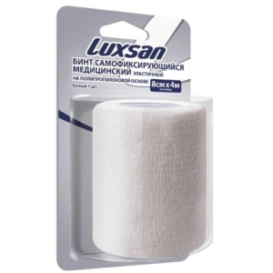 Люксан бинт эластичный самофиксирующийся 8смх4м полипропиленовая основа белый  [luxsan]