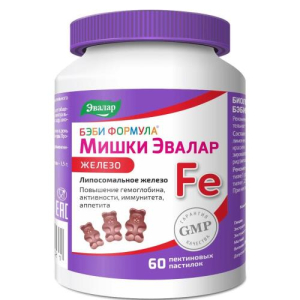 Эвалар бэби формула мишки пастилки жевательные №60 железо Эвалар бэби формула мишки пастилки жевательные №60 железо