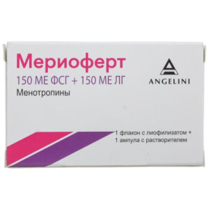 Мериоферт лиофилизат для приготовления раствора для подкожного и внутримышечного введения 150ме фсг + 150ме лг №1 /в комплекте с растворителем (ампулы