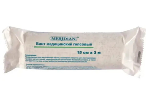 Бинт медицинский гипсовый MERIDIAN 15см х 3м