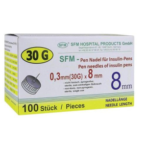 Сфм игла инъекционная №100 для инсулиновых инжекторов пен ручек 30g 0.30х8мм