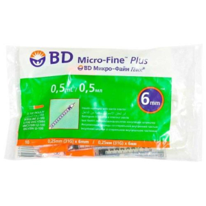 Бд микро-файн плюс шприц инсулиновый 0,5мл №10 u-100 31g 0,25х6мм