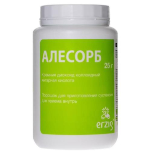Алесорб порошок для приготовления суспензии для приема внутрь 25г №1 янтарная к-та + диоксид кремния