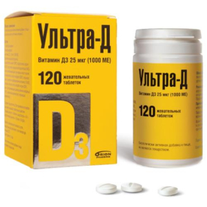 Ультра-д витамин д3 таблетки жевательные 25мкг (1000 ме) 425мг №360