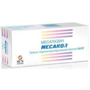 Месакол таблетки кишечнорастворимые покрытые пленочной оболочкой 400мг №50 
