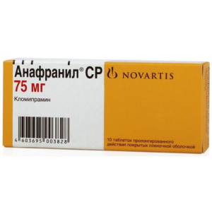Анафранил ср таблетки пролонгированного действия покрытые пленочной оболочкой 75мг №10