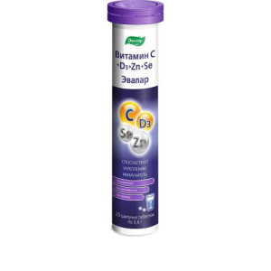 Эвалар витамин С таблетки шипучие 3,6г №20 d3 + цинк + селен бад