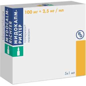 Мидокалм-рихтер раствор для внутривенного и внутримышечного введения 100мг + 2.5мг/мл 1мл №5