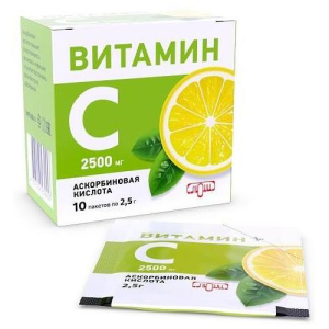 Аскорбиновая кислота витамин с порошок 2500мг 2,5г №10 (бад)