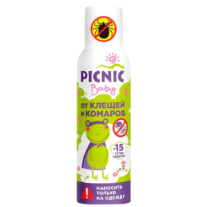 Пикник беби аэрозоль-репеллент 125мл от комаров и клещей на одежду