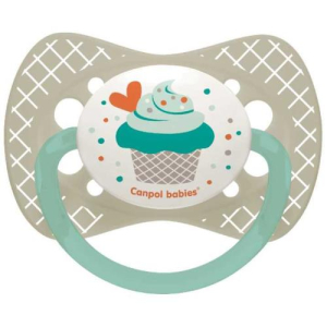 Канпол беби соска-пустышка силиконовая cupcake 18 + мес. серая