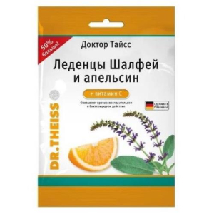 Доктор тайсс леденцы 75г шалфей + апельсин + вит с