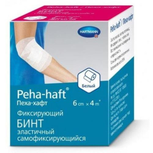 Пеха-хафт бинт эластичный самофиксирующийся №1 6смх4м б/лат. бел.