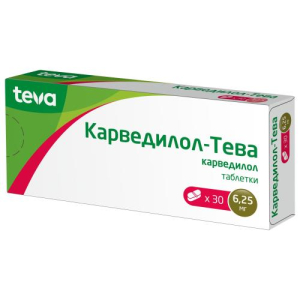 Карведилол-тева таблетки 6,25мг №30 