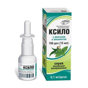 Ксило с ментолом и эвкалиптом спрей назальный дозированный 0.1мг/доза 15мл