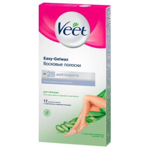 Вит восковые полоски №12 д/депил д/сух кожи easy gel-wax зеленый чай