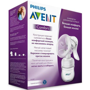Авент комфорт молокоотсос ручной массаж. насадка (бутылочка 125мл +  соска) /арт. scf330/40/