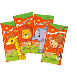 Памперино салфетки влажные для детей №15 с экстр ромашки и вит е