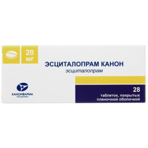Эсциталопрам канон таблетки покрытые пленочной оболочкой 20мг №28