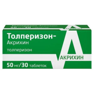 Толперизон-акрихин таблетки покрытые пленочной оболочкой 50мг №30 Толперизон-акрихин таблетки покрытые пленочной оболочкой 50мг №30