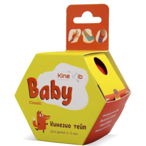 Кинексиб беби классик кинезио тейп 2-5 лет с рисунком лиса 4смх4м красный