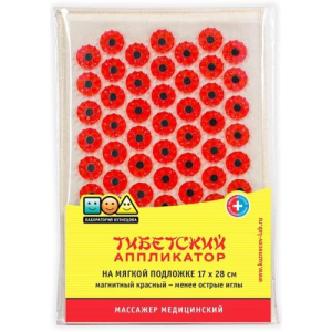 Тибетский аппликатор массажер медицинский магнитный на мягкой подложке 17х28 см/красный