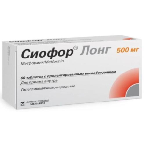 Сиофор лонг 500 таблетки покрытые пленочной оболочкой 500мг №60