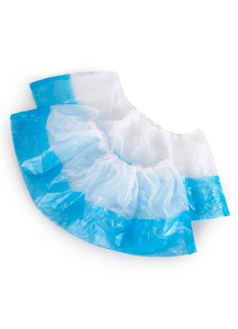 Бахилы с двойной подошвой, бело-синие, 6,5 гр., 80 мкр.