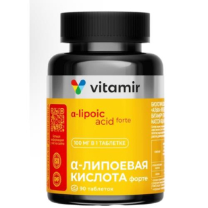 Витамир альфа-липоевая кислота форте таблетки 100мг 618мг №90