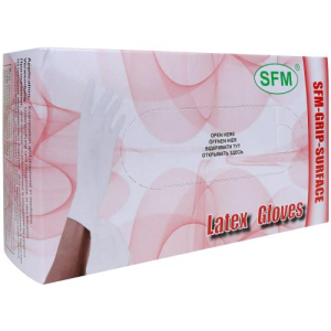 Сфм перчатки смотровые латексные нестерильные неопудренные №100 (50пар) текст р s