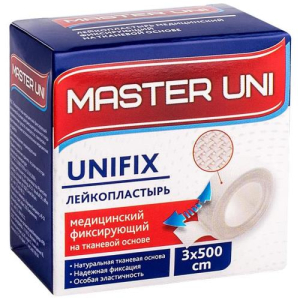 Мастер юни юнификс лейкопластырь медицинский фиксирующий 3х500см ткан.