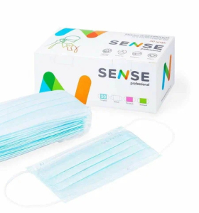 Сенсе маска медицинская №10 3-х слойн голубая