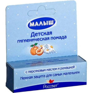 Малыш гигиеническая  помада для губ 4г детск. персик + ромашка